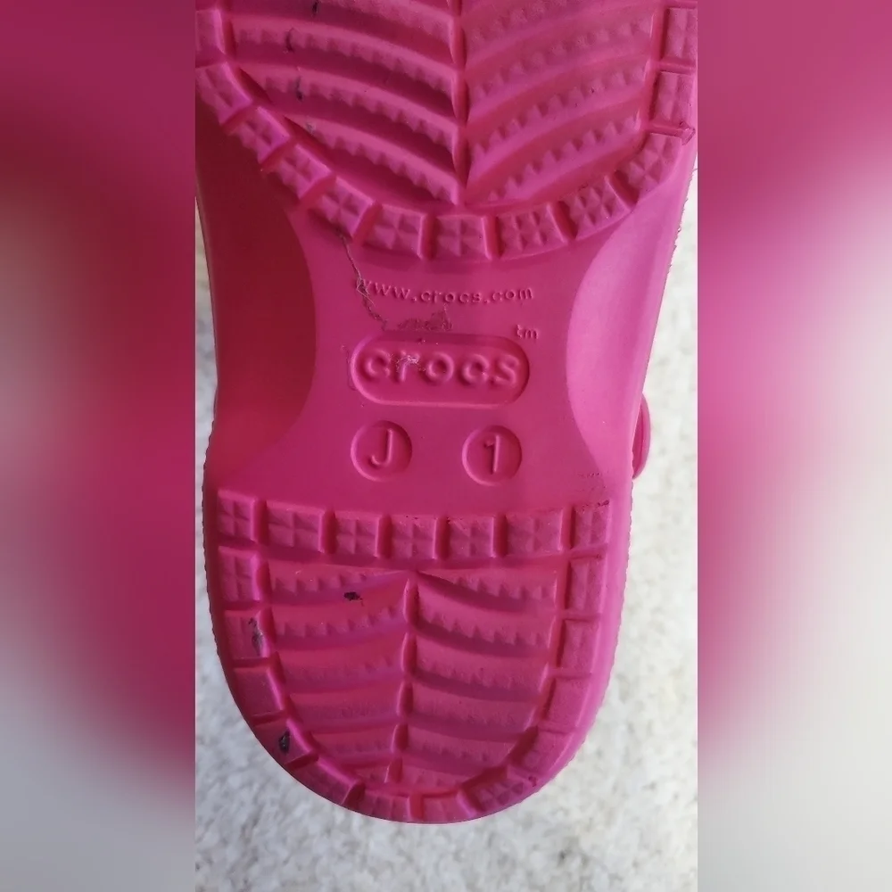 Crocs Classic Lined‎ Hot pink Girls Clogs Size 1